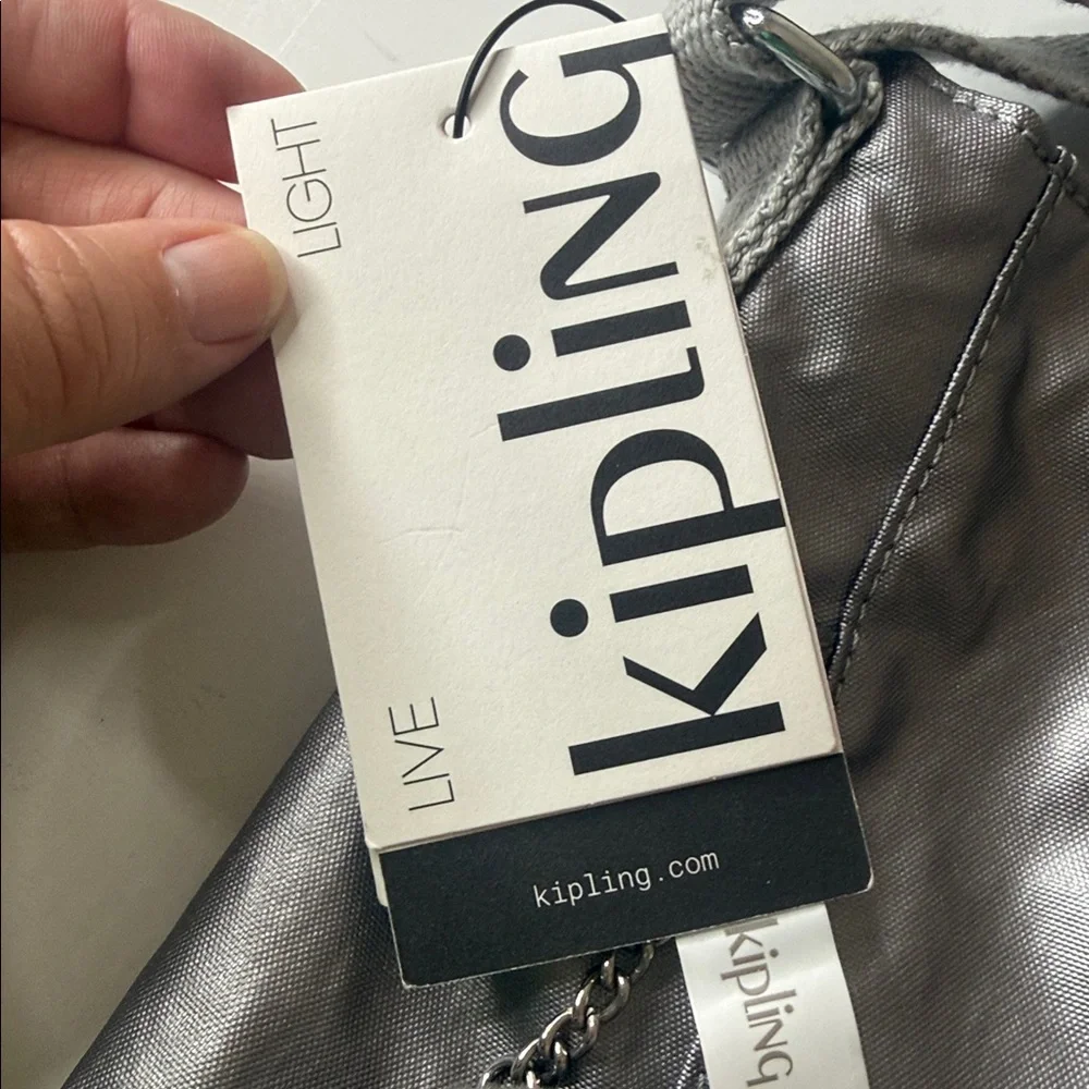 Kipling Adara Large Crossbody Tote Bag Smooth Silver Metallic